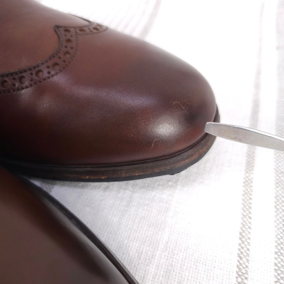 Wolf + Shepherd Oxford Dress Shoes Mens 13 Senna Wingtip Brogue Brown Leather - Picture 14 of 16